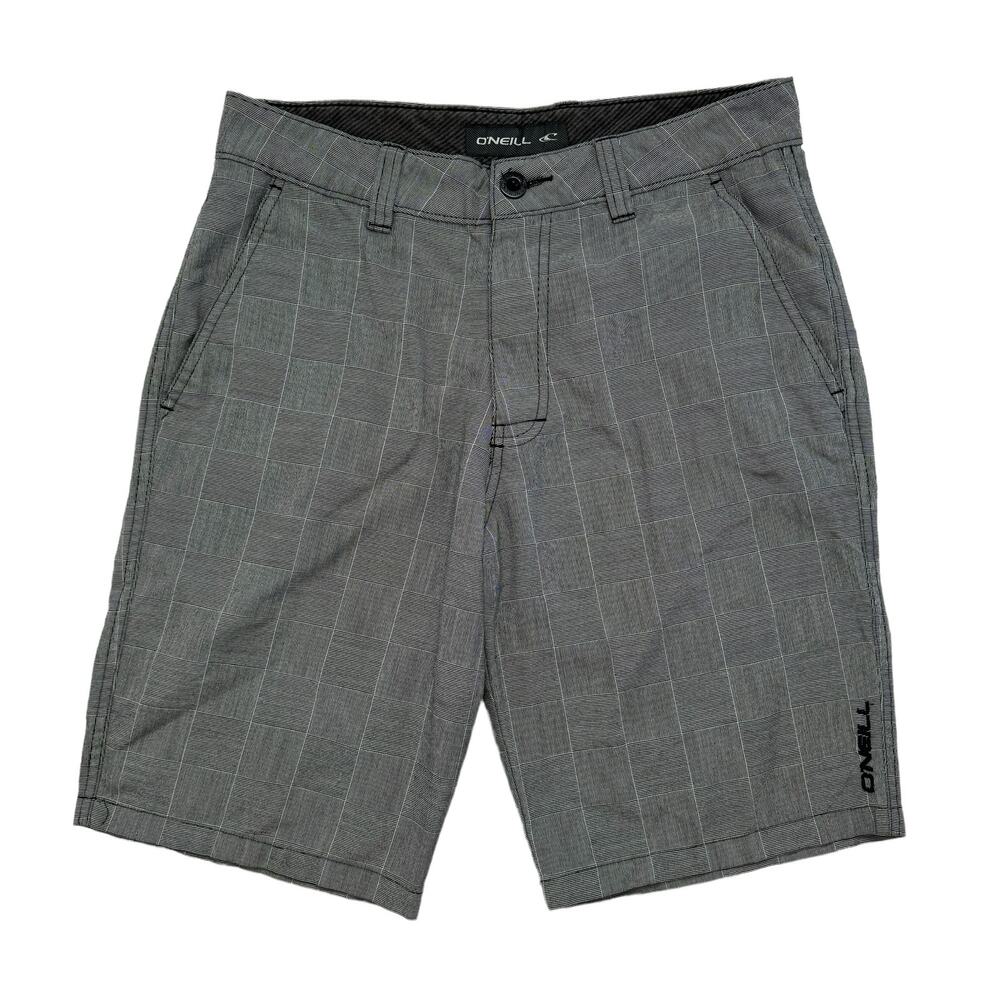 O’NEILL Black White Checker Plaid Shorts Size 28 Mens Casual Slim Leg